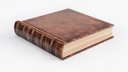 Obraz premium A single brown book placed on a clean white surface
