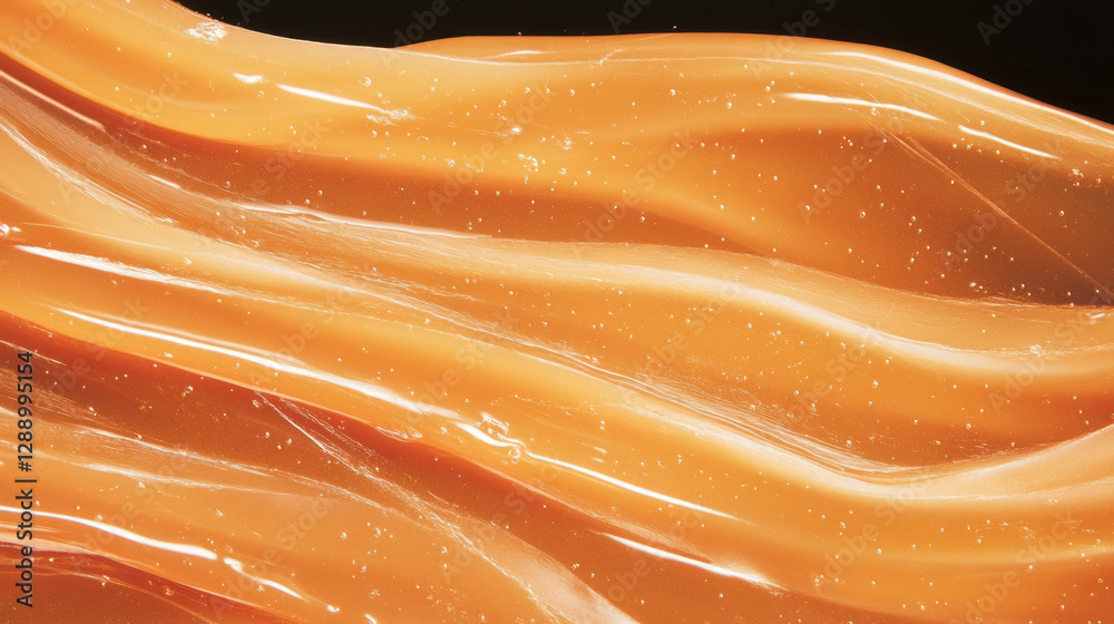 Poster luxurious flowing caramel texture with golden highlights for background design