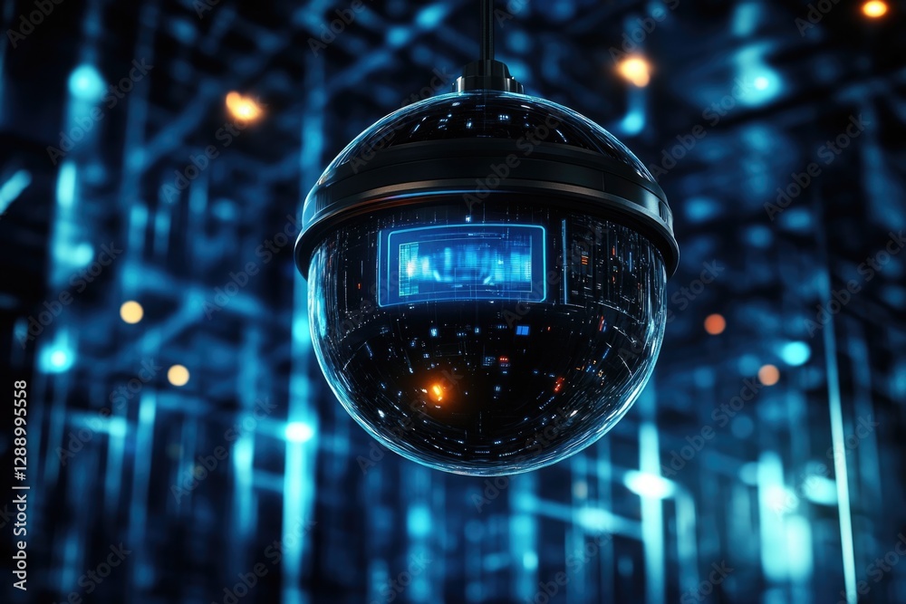 Poster a disco ball hangs from the ceiling in a dimly lit room, perfect for use as a party decoration or ba