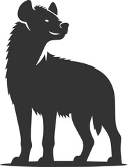 A hyena standing tall with its head raised, looking forward vector animal silhouette