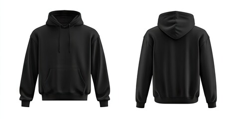 Black Hoodie Front and Back View (1)