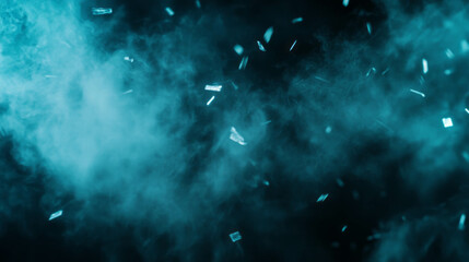 Obraz premium Celebration theme background with drifting confetti on dark smoky backdrop