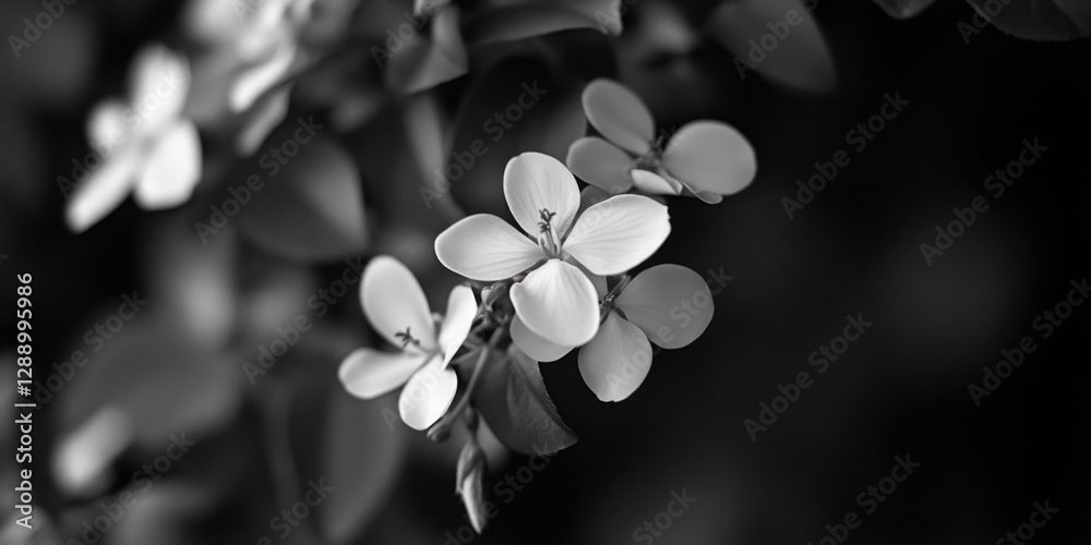 Poster a close-up shot of a single flower in grayscale
