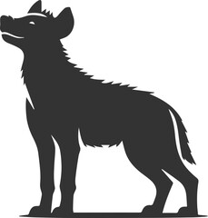 A hyena standing tall with its head raised, looking forward vector animal silhouette