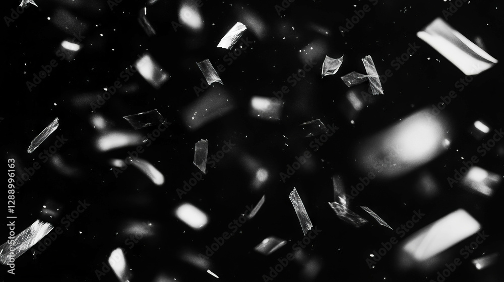 Poster Dynamic background of drifting confetti particles in motion