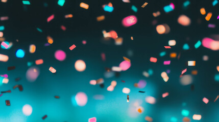 Naklejka premium Colorful confetti in motion against vibrant background for celebration design