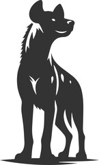 A hyena standing tall with its head raised, looking forward vector animal silhouette