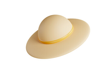Summer vacation hat isolated on white 3D rendering