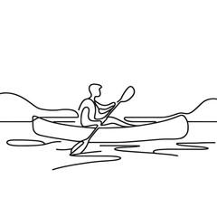 River kayaking adventure with a paddler enjoying tranquility on calm waters, ideal for outdoor blogs, education, and adventure awareness