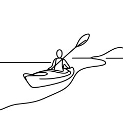 River kayaking adventure with paddler navigating serene waters, ideal for outdoor blogs and travel websites