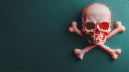 Neon skull and crossbones icon on a digital dashboard, symbolizing ransomware infiltration