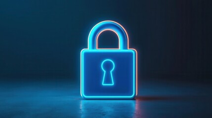 Neon blue data lock symbolizing encrypted files held hostage by ransomware