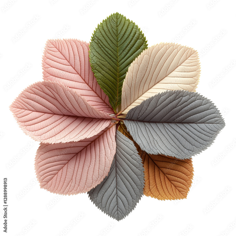 Poster pink and green leaf on black background with unique texture and color contrast for natural design pr