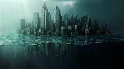 The city is located underwater surrounded by Glass City Underwater. Illustration