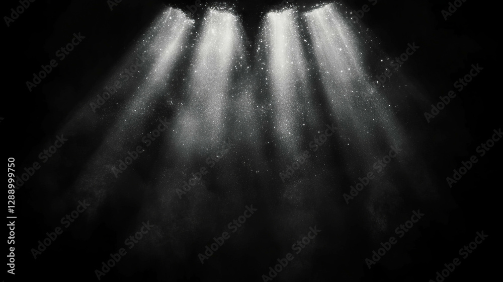 Poster ethereal glow of drifting dust particles illuminated by soft light beams