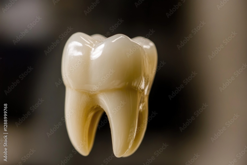 Poster a single tooth placed on a table, ready for examination or analysis