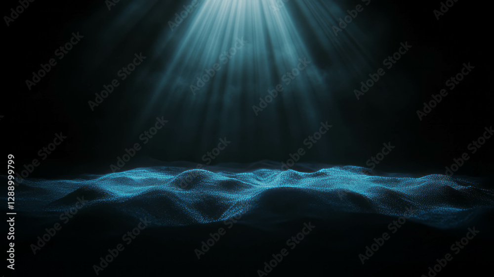 Aufkleber Glowing dust particles drifting in atmospheric background with surreal light rays