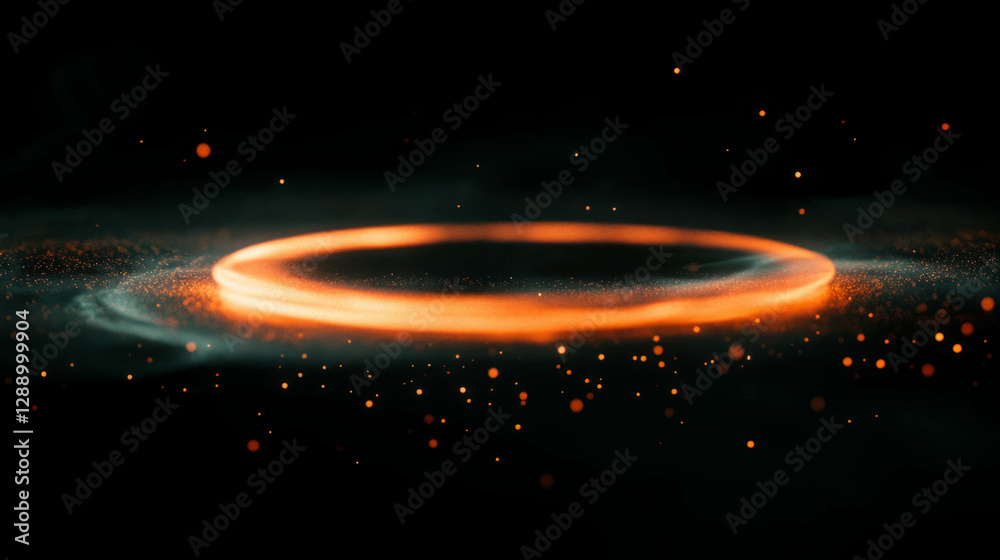 Poster Ethereal display of drifting glowing particles in dark abstract background