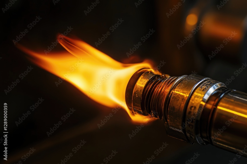 Aufkleber A close-up view of a metal object with a flame emerging from it, ideal for use in scenes requiring industrial or fiery elements