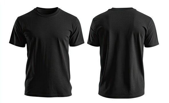 Blank black t-shirt mockup front and back view (2)