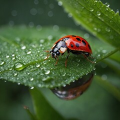 Fototapeta premium ladybug on leaf