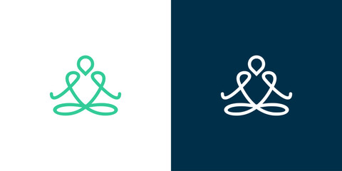 logo design outline of a person sitting cross-legged or meditating