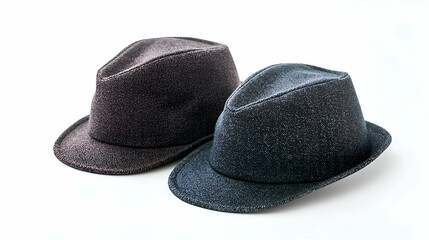 Two Textured Hats on White Background