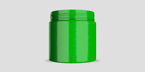 Opened green blank supplement jar mockup, front view
