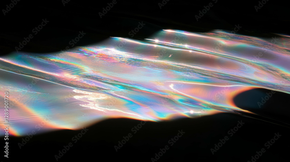 Poster drifting iridescent confetti and rainbow light abstract background for creative design