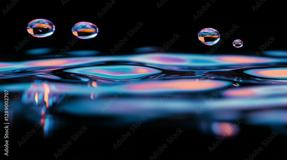 Poster abstract background of drifting liquid drops with vibrant colors for modern design