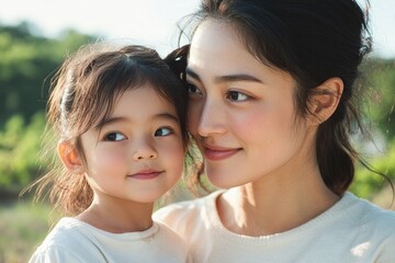 Mother and daughter share joyful moment, radiating warmth and lo