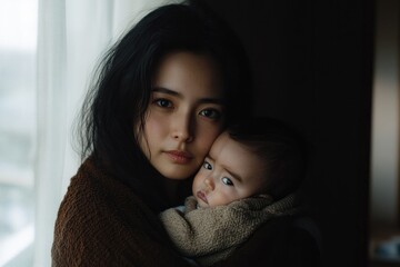 Tender moment between mother and child, showcasing deep emotiona