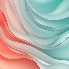 Obraz premium Serene Waves of Coral and Teal: A mesmerizing abstract artwork featuring soft, flowing curves in calming coral and teal shades, creating a tranquil and elegant visual experience.