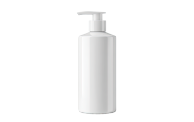 Blank white plastic pump bottle on transparent or white background,png