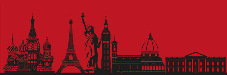 banner Silhouette landmarks of the world