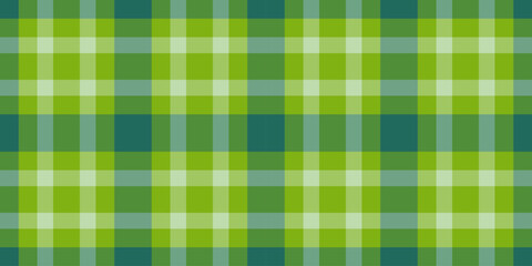 Mexican fabric check vector, outfit background textile texture. Fashion seamless plaid tartan pattern in green and lime colors.