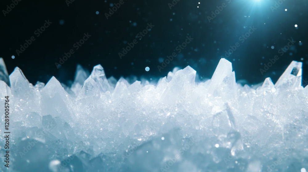 Poster Sparkling sugar crystals in motion with drifting background for abstract design