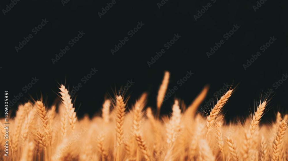 Poster serene autumn wheat field with golden chaff against a dark background