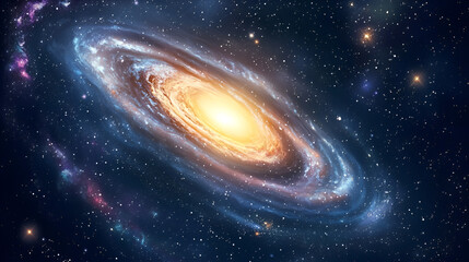 Fototapeta premium Cosmic background with swirling galaxies, vibrant nebula clouds, and shimmering stars