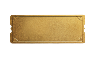 Blank golden ticket on transparent or white background,png