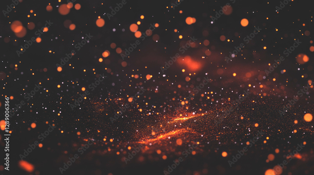 Poster mysterious atmosphere of falling ash particles and dark smoky background