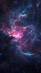 Fototapeta premium Dark cosmic nebula with glowing particles and swirling plasma