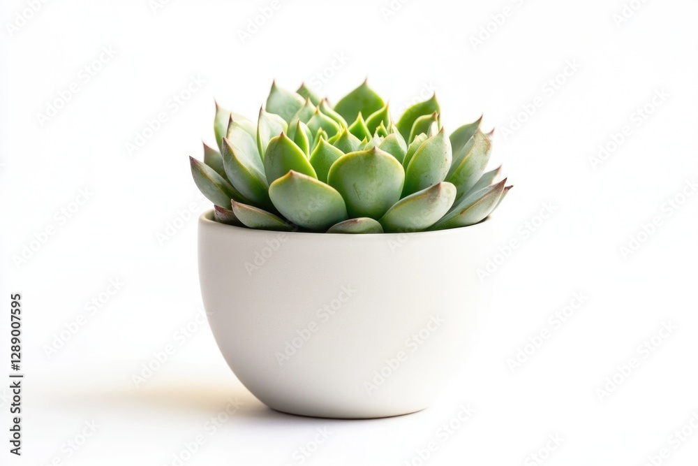 Poster a small plant is placed in a white pot and sits on a table