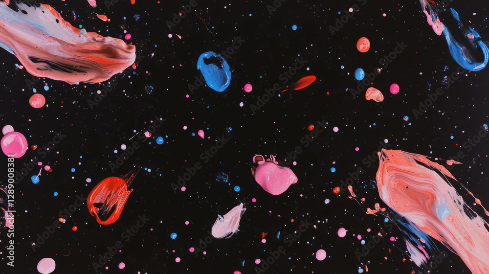Poster vibrant abstract background with falling colorful paint splatters for creative designs