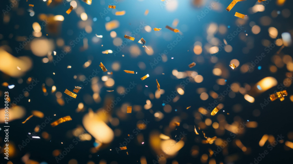 Poster dynamic celebration scene with falling confetti and vibrant background