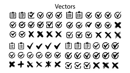 Checklist, Checkmark, and Cross Icon Set &ndash; Vector Symbols for Tasks, Approval, and Rejection