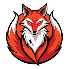 logo of a kitsune mythical creature from japanese vector