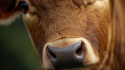 A close-up shot of a brown cow's nose, perfect for agricultural or nature-themed projects