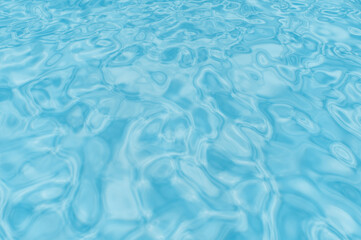 Water surface background with waves in a blue swimming pool. Ripples and flows that feel like ocean waves or liquid. Water surface banner. Summer travel.
