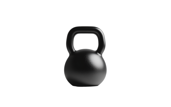 Black steel kettlebell on transparent or white background,png